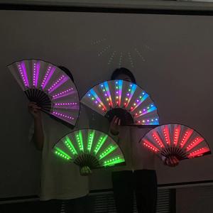 야광 접이식 LED 선풍기 댄스 라이트 업, 선풍기 무대 공연 소품, 야간 쇼, 어둠 속에서 빛남 용품
