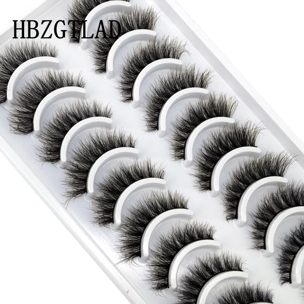 HBZGTLAD 10 쌍 속눈썹 3D 자연 긴 거짓 속눈썹 푹신한 부드러운 크로스 만화 속눈썹 전경 자연 속눈썹 확장 메이크업