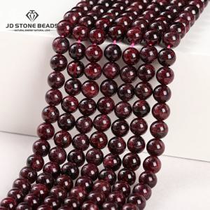 주얼리 제작용 천연석 다크 레드 가넷 비즈, 원형 루즈 스페이서, 4mm, 6mm, 8mm, 10mm 크기 선택, DIY 목걸이 팔찌 액세서리, 1A
