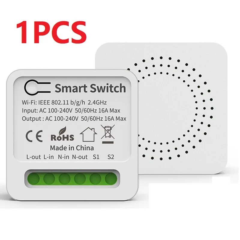 16A Tuya 스마트 WiFi 스위치 지원 양방향 DIY 스위치 미니 스마트 차단기 스마트 라이프 제어 지원 Alexa Google Alice