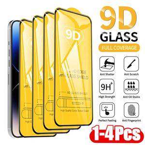 1-4PCS iPhone 16 15 11 12 13 14 Pro Max 15Plus 화면 보호기 iPhone XR X XS MAX 강화 유리 용 9D 보호 유리
