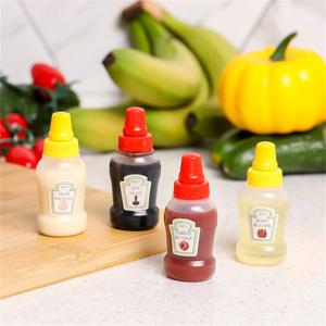 4pcs 미니 조미료 병 휴대용 조미료 저장 용기 항아리 꿀 샐러드 케첩에 대 한 바베큐 사무실 드레싱 디스펜서