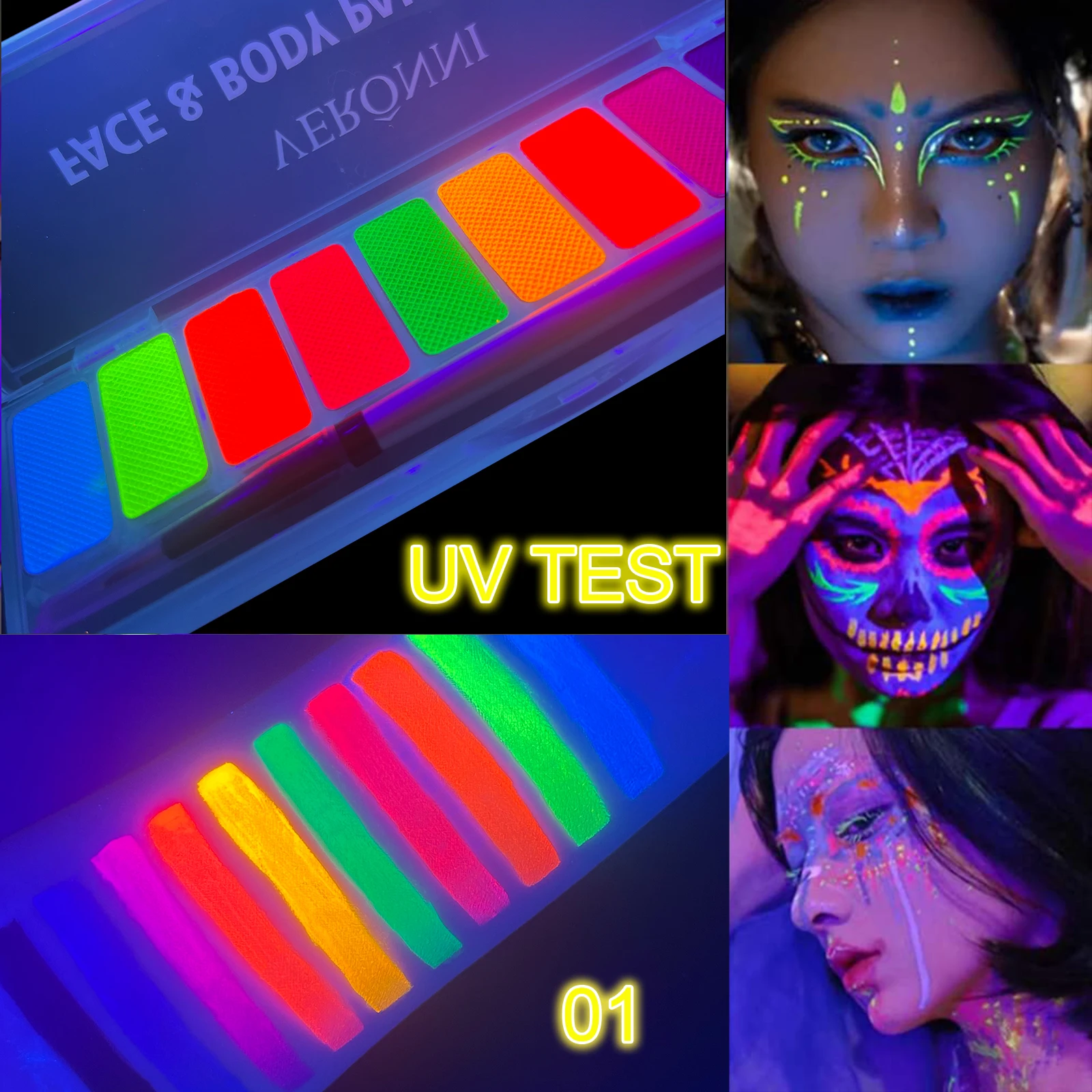 10 가지 색상 글로우 형광 네온 오일 페이스 바디 아트 페인트 UV 글로우 유화 할로윈 파티 멋진 드레스 뷰티 메이크업 화장품