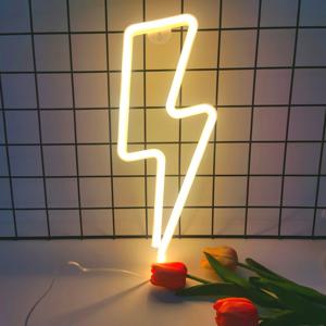 번개 LED 네온 조명, USB/배터리 전원, 침실, 게임룸, 거실, 사무실, 결혼식, 생일, 파티 용품