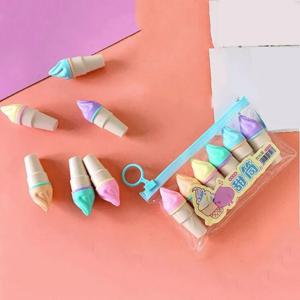 6Pcs 귀여운 아이스크림 형광펜 세트 미니 마커 펜 어린이 편지지 학생 그리기 그림 도구 학생 학교 용품 새로운