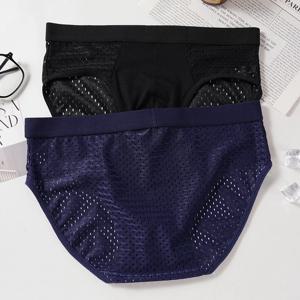 남자 Breifs 팬티 복서 남자 솔리드 컬러 속옷 남성 Hombre 통기성 메쉬 얼음 실크 남자의 친밀한 속옷 4XL