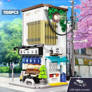 1108Pcs 일본 찐빵 집 건축 빌딩 블록 크리 에이 티브 Civy보기 친구 상점 벽돌 장난감 어린이 선물 용품
