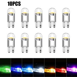 10Pcs 자동차 LED T10 W5W Canbus 유리 COB 돔 독서 전구 W5W Led 사이드 마커 램프 주차 신호 조명 번호판 빛