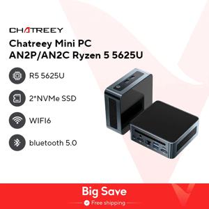 Chatreey 게이밍 데스크탑 컴퓨터, 미니 PC, AN2P Ryzen 5 5625U, 3550H, NVME SSD, WIFI6 HD, 윈도우 11 프로