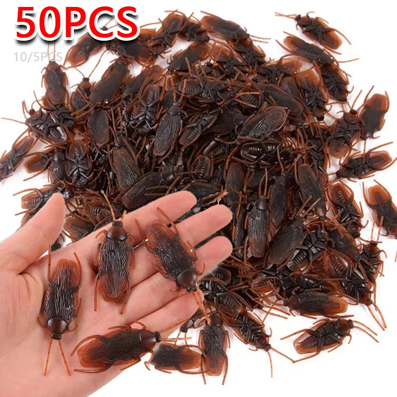 50/10/5PCS 가짜 바퀴벌레 지네 전갈 어린이 트릭 소품 가짜 바퀴벌레 플라스틱 버그 장난감 파티 용품 할로윈 장식