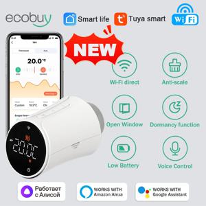 Tuya 스마트 WiFi TRV 라디에이터 온도 조절 밸브 스마트 TRV APP 원격 온도 난방 컨트롤러 Alexa Google 홈과 함께 작동
