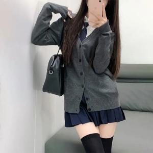 학교 오리지널 JK 유니폼 세트 아우터 스웨터, 일본 대학 스타일 니트, 회색 가디건