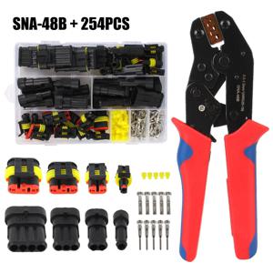 자동차 케이블 와이어 커넥터 254pcs 1/2/3/4Pin SNA-48B 압착 플라이어 플러그 터미널 방수 보트 캐러밴 자동차 액세서리