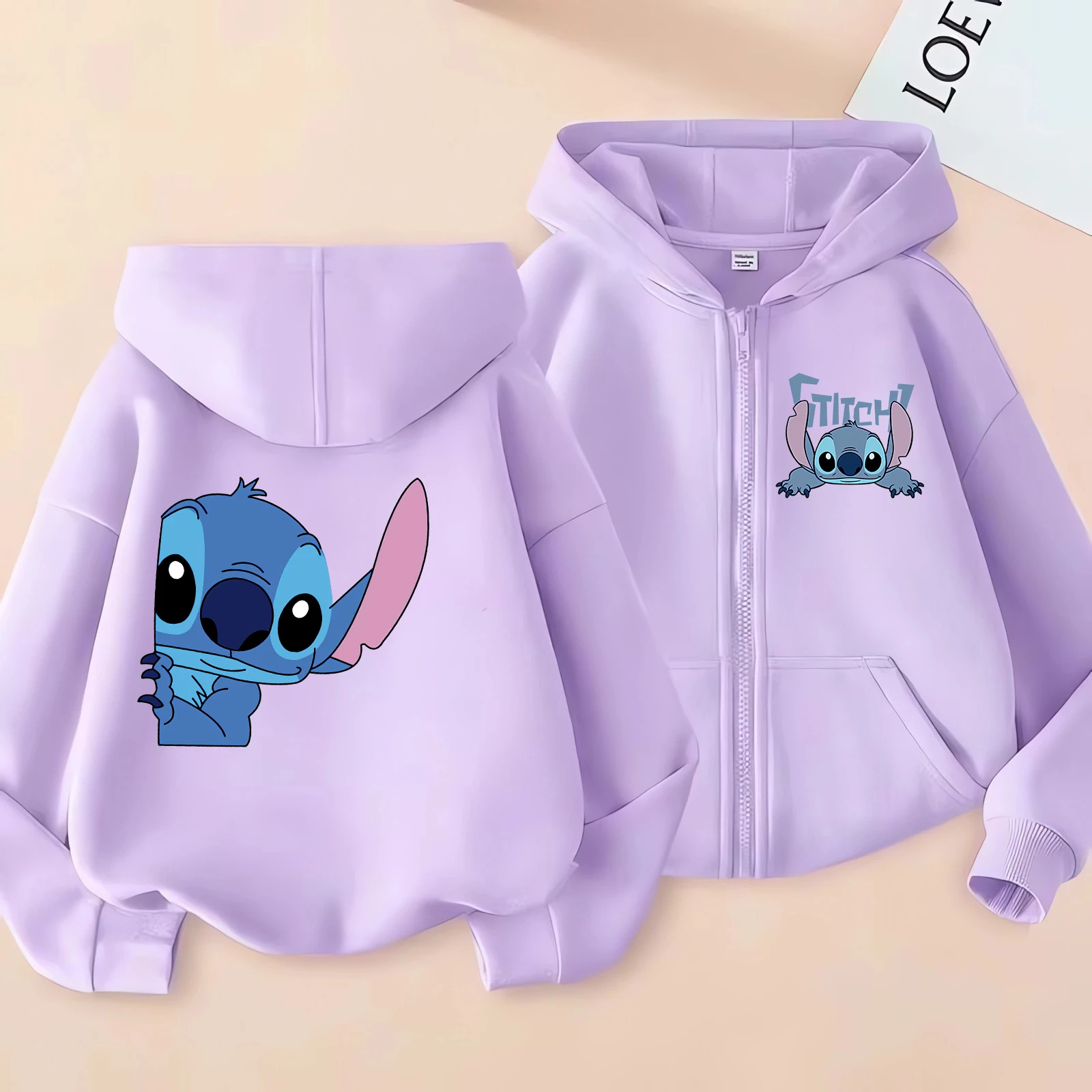 재미 있은 지퍼 업 스웨터 스티치 까마귀 아동복 아이 소녀 소년 릴로와 스티치 운동복 지퍼 Hoody 아기 캐주얼 탑