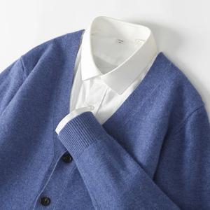 100% 메리노 울 남성용 V넥 카디건 캐시미어 스웨터, 니트 고품질 단색 스웨터, 가을 및 겨울 신상