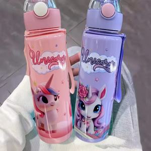 휴대용 링이 있는 700ml 귀엽고 내구성이 뛰어난 만화 공간 컵 BPA 프리 고온 방지 휴대용 야외 물병