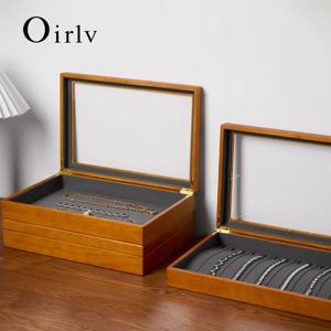 Oirlv 나무 보석 상자 레트로 보석 디스플레이 반지 목걸이 귀걸이 팔찌 상자 멀티 보석 스토리지 주최자 디스플레이 케이스
