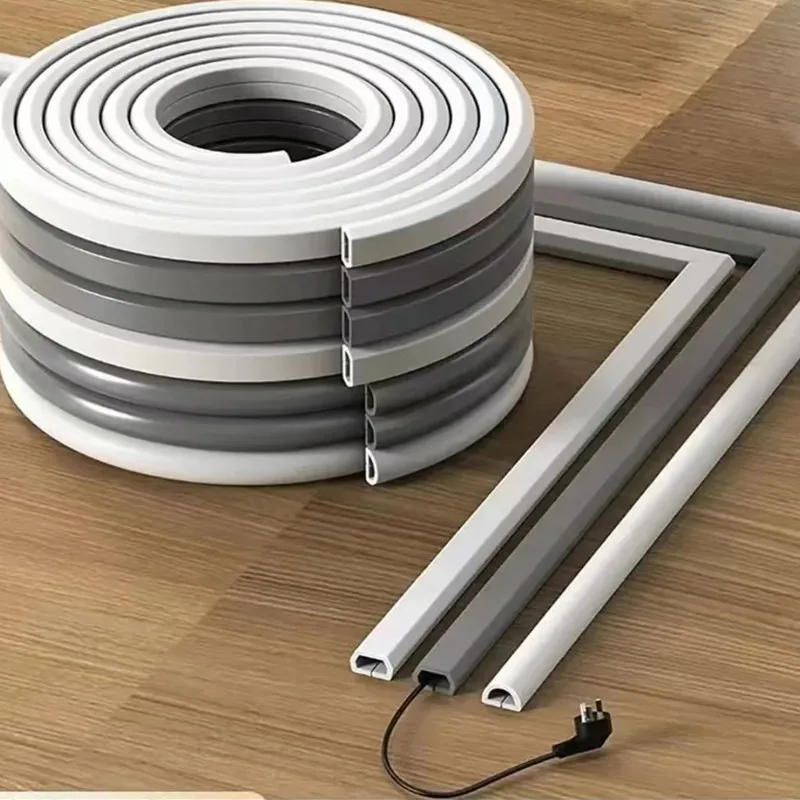 5/3 미터 바닥 코드 커버 외장 PVC 유연한 전기 도관 케이블 보호기 바닥 용 자체 접착 케이블 히더