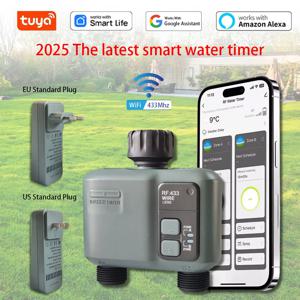 2025 Tuya Wifi + RF433 스마트 가든 스프링클러 워터 타이머 2 웨이 레인 지연 필터 프로그래밍 가능한 자동 관개 컨트롤러