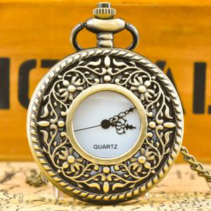 레트로 청동 Steampunk Openwork 플립 쿼츠 소년과 소녀 학생 목걸이 기념 회중 시계