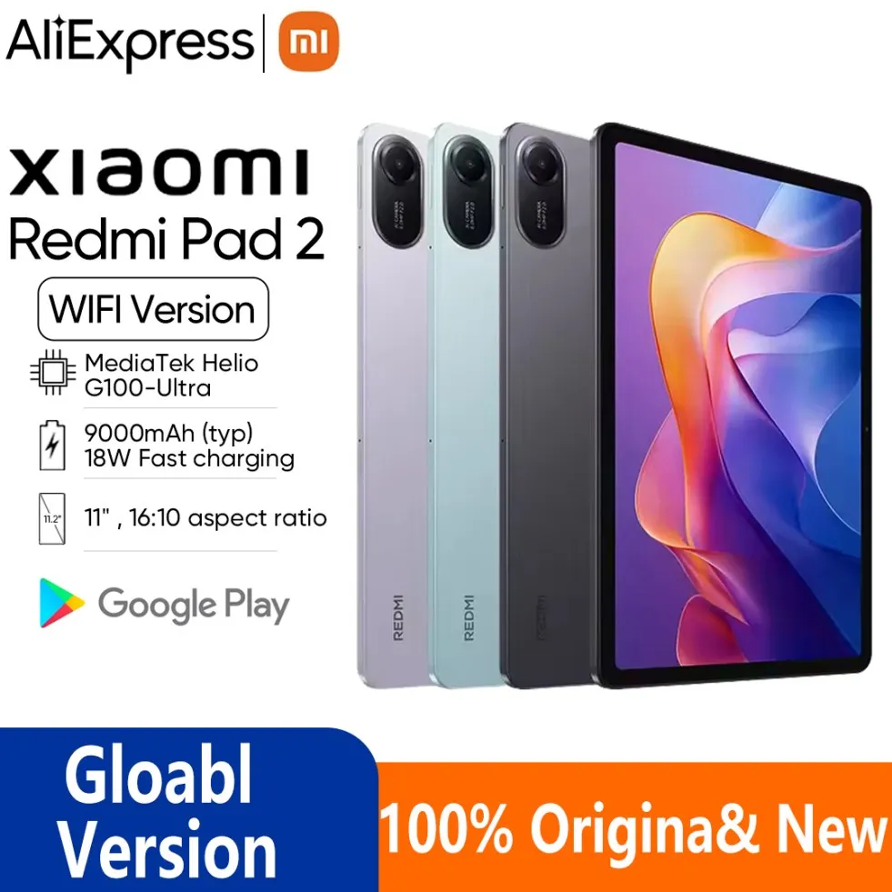 글로벌 버전 샤오미 레드미 패드 2 WIFI 11인치 9000mAh 배터리 90Hz 고성능 Helio G100-Ultra 2TB 확장 가능 스토리지 샤오미 HyperOS