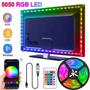 RGB LED 스트립 라이트 USB 5V 음악 동기화 RGB 5050 LED 조명 유연한 램프 테이프 TV 백라이트 방 장식 1m-30m