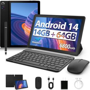 11인치 안드로이드 태블릿 14GB+64GB 옥타코어 6800mAh 와이드바인 L1 8 in 1 키보드 마우스 보호 케이스 스타일러스 헤드셋 충전기 포함