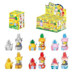 6pcs 정통 SpongeBob SquarePants 해피 파인애플 하우스 만화 인형 파이 수제 장식 어린이 장난감 생일 선물