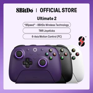 8BitDo Ultimate 2 무선 게임 컨트롤러 (PC & 안드로이드용, TMR 조이스틱, 전환 가능한 트리거, 모션 컨트롤, 8단계 속도 조절 기능 탑재)