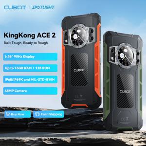 Cubot Kingkong Ace 2, Android 14를 탑재한 초박형 및 견고한 스마트폰, 16Gb Ram(6Gb + 10Gb 확장 가능), 128Gb Rom, 6.56인치 및 90Hz 화면, Nfc, 5100Mah 배터리, 4g 휴대폰