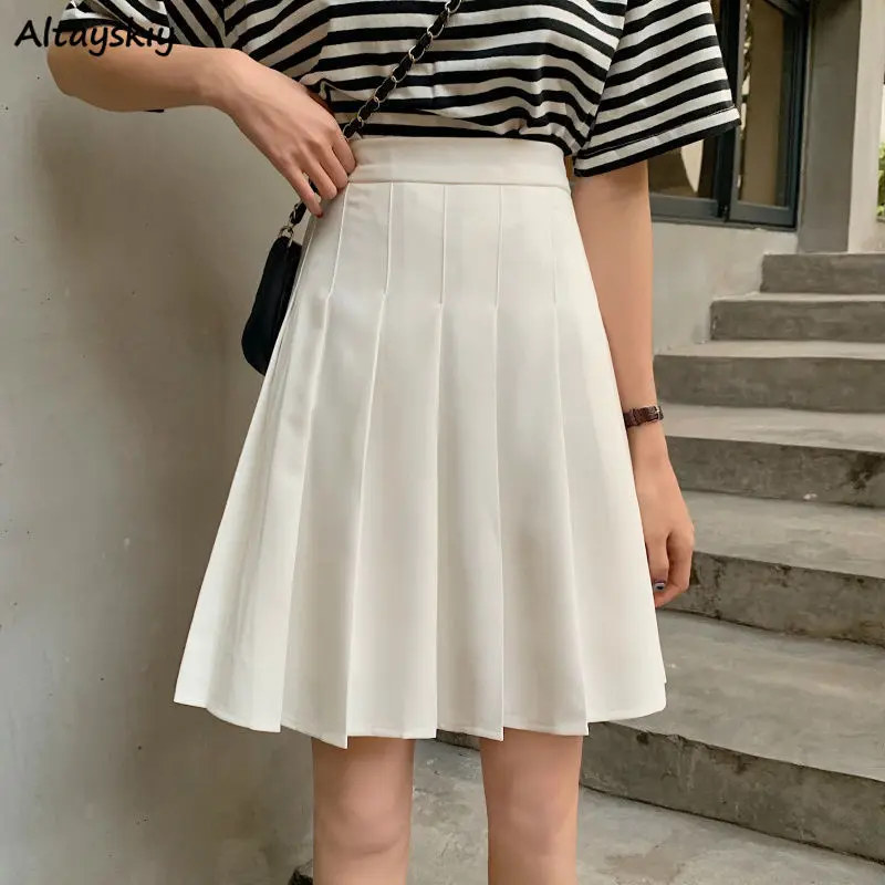 스커트 Pleated Women 하이 웨스트 여름 무릎 길이 프레피 스타일 하라주쿠 Y2k 핫 세일 스트리트 스쿨 코스프레 캐주얼 여성 Faldas