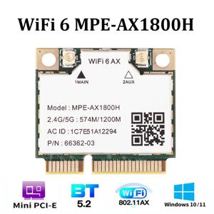 미니 pcie 듀얼 밴드 와이파이 6 카드, 노트북 PC용 무선 어댑터, MT7921 블루투스 5.2, AX1800, 1800Mbps, 2.4G, 5Ghz