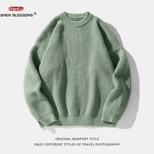 2023 가을 겨울 새로운 스웨터 여성 남성 녹색 니트 풀오버 기본 솔리드 컬러 루즈 블랙 화이트 스웨터 코트 따뜻한상의