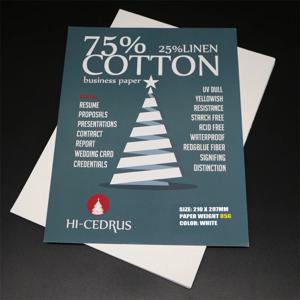 75% 면 25% 리넨 종이, 레드 및 블루 가시 섬유, 전분없는 방수, 85gsm, A4 210x297mm, 화이트, 50 매, GCYT006