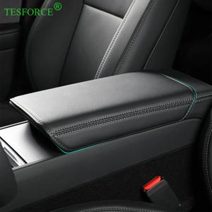 Tesla Model Y Juniper Model 3 하이랜드 팔걸이 박스 나파 가죽 보호 패드 비파괴 설치 스웨이드 팔걸이 쿠션