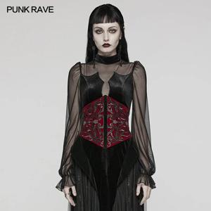 펑크 레이브 여성용 고딕 벨벳 자수 토템 레트로 코르셋 조정 벨벳 리본 드로스트링 액세서리 벨트, 2 가지 색상