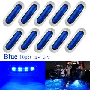 10pcs 해양 보트 방수 12V 24V 4 LED 램프 캐빈 데크 의례 빛 스턴 Transom 조명 작은 보트 요트에 대 한 파란색