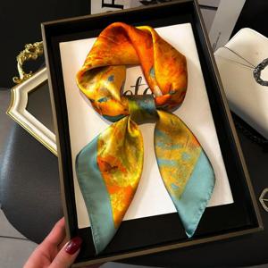 새로운 패션 여성 실크 스카프 70x70cm 모자를 쓰고 있죠 소녀 헤어 및 가방 액세서리 다목적 고급 스카프 최고의 파티 선물