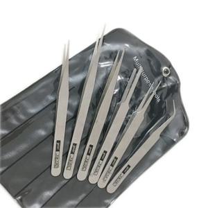 6Pcs 스테인레스 스틸 핀셋 수리 도구 산업용 정밀 구부러진 스트레이트 핀셋 수리 도구