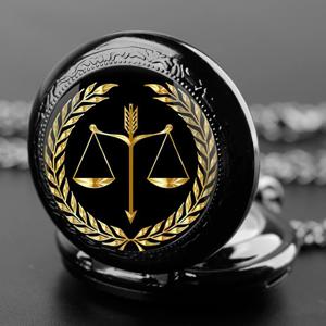 정의와 공정의 절묘한 균형 유리 돔 석영 회중 시계 목걸이 펜던트 선물 여성을위한 Fob 체인과 남자