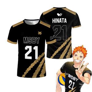 Summer Hinata Shoyo Black Jackal 배구 저지 티셔츠 Haikuu MSBY Anime Jerseys 프린트 티 스트리트 스포츠 Oversize Kid Tops