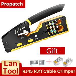 Propatch RJ45 Cat7 압착 도구 패스 스루 크림퍼 커터 Cat7 Cat6a Cat6 Cat5e 패스 스루 커넥터용 모듈형 플러그