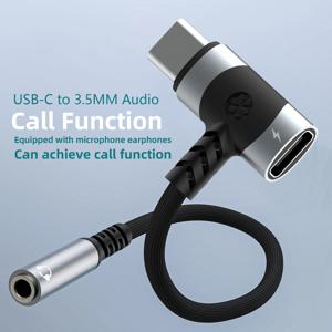 USB C - 3.5mm 이어폰 및 충전기 어댑터 2-in-1 C형 - Aux 마이크 잭(PD 100W 고속 충전 암호화 동글 포함)
