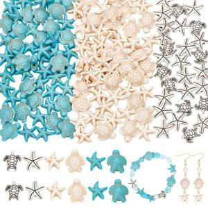 20/40pcs DIY 쥬얼리에 대 한 사랑스러운 바다 테마 거북이 불가사리 청록색 비즈 여름 휴가 파티 선물 액세서리 만들기