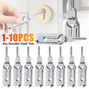 1-10PCS 키 디코더 후크 도구 O-링 픽업 키트 2 In 1 정밀 후크 및 픽 세트 잠금 디코더 스테인레스 스틸 정밀 도구
