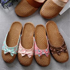 여름 Shose 여성 슬리퍼 비치 플립 플롭 통기성 리넨 플랫 슬리퍼 여성 캐주얼 아마 활 숙녀 슬리퍼 샌들 신발