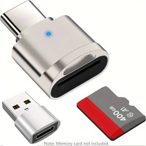 아연 합금 쉘이 있는 C형 TF 리더기, USB C-USB 어댑터가 있는 SD 카드 리더기, 노트북, MacBook, Samsung Galaxy에 적합