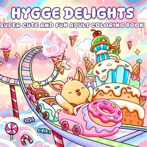 Hygge Delights - 아늑한 음식, 간식, 과일 및 카를 가득 담은 매우 귀엽고 재미있는 성인용 컬러링북 마음챙김과 스트레스 해소