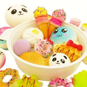 10pcs 무작위 Squishes 장난감 미니 부드러운 빵 장난감 키 체인 귀여운 바나나 케이크 토스트 Squishy 장난감 Kawaii 주방 장난감 놀이 음식 척