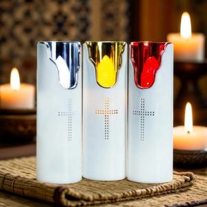 LED 촛불 빛 Flameless 기도 스윙 불꽃 음악 스피커 전자 양초 램프 교회 묘지에 대 한 건식 배터리 전원